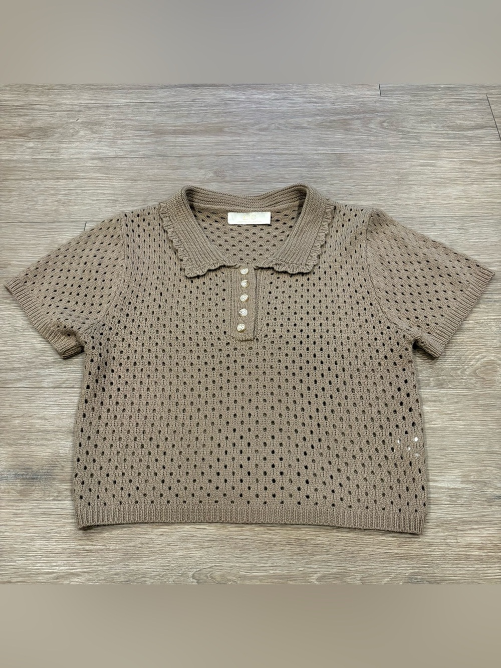 LC Lizette Collection Knit Polo Top Short Sleeve Size XL Brown